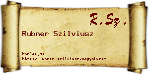 Rubner Szilviusz névjegykártya